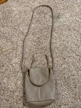 HOBO Taupe Leather Crossbody with Gold Accents